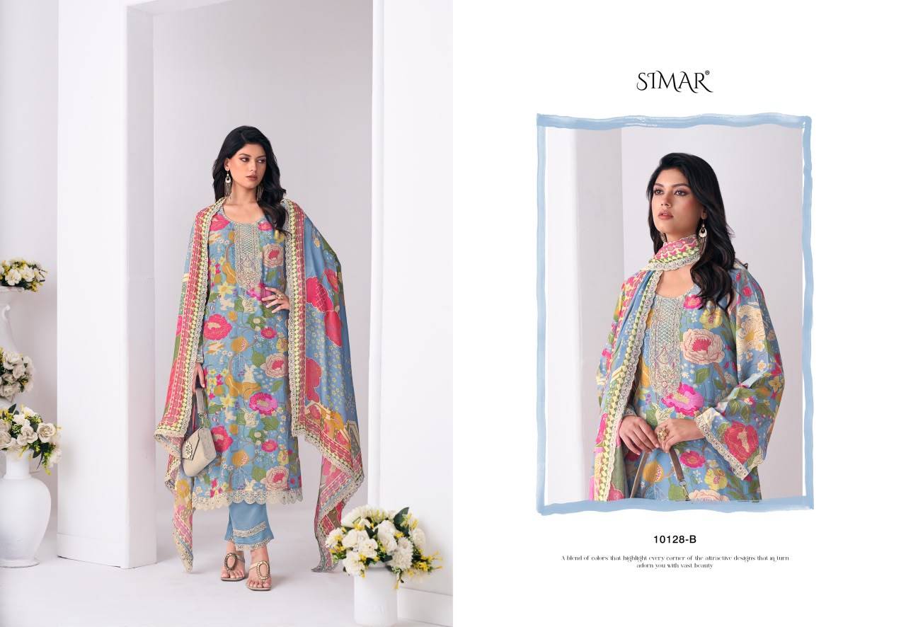 Sanaaz By Glossy 10128A to F Series Stylish Beautiful Colourful Viscose Muslin Dresses At Wholesale Price